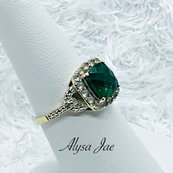 Emerald, White Topaz & Diamond Filigree Ring, 7 - Picture 4 of 13